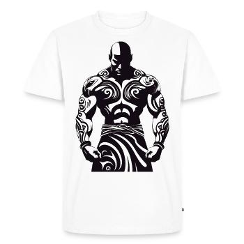 Tribal Boxer / Fighter Logo Tattoo Design - T-shirt Premium bio Homme - blanc - Devant - Nico (187cm)