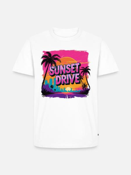 Sunset Drive Palm Trees Skyline - Men's Premium Organic T-Shirt - white