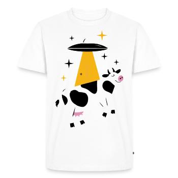 Cow abduction: UFO visit to the farm - Men's Premium Organic T-Shirt - white - Front - Nico (187cm)