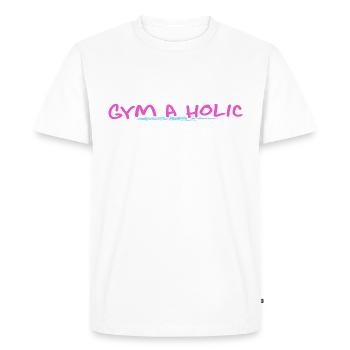 gymnastique calisthénique pas d’excuses Gymaholic - T-shirt Premium bio Homme - blanc - Devant - Nico (187cm)
