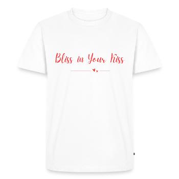 Bonheur dans ton baiser - T-shirt Premium bio Homme - blanc - Devant - Nico (187cm)