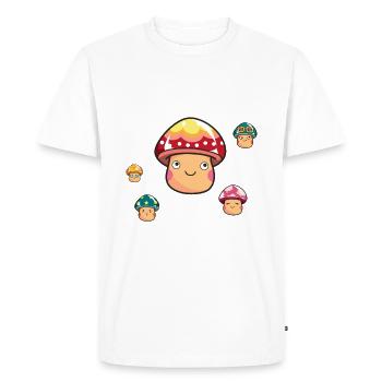 happy mushroom mushroom trance hallucin trip tekno - Men's Premium Organic T-Shirt - white - Front - Nico (187cm)