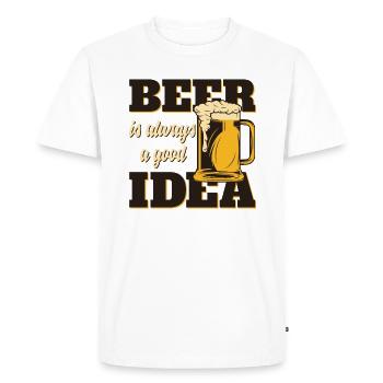 bière - T-shirt Premium bio Homme - blanc - Devant - Nico (187cm)