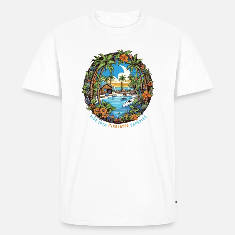 Dive into pixelated paradise - Männer Premium Bio T-Shirt - Weiß