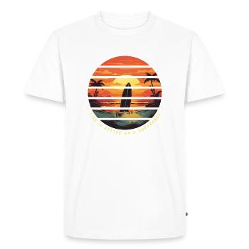 Life is better on Surfboard - Men's Premium Organic T-Shirt - white - Front - Nico (187cm)