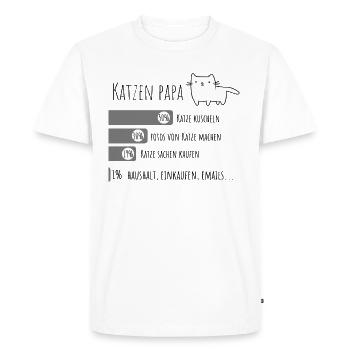 Chat papa chat papa design - T-shirt Premium bio Homme - blanc - Devant - Nico (187cm)