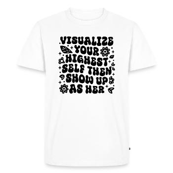 Visualiser loi de l’attraction affirmations - T-shirt Premium bio Homme - blanc - Devant - Nico (187cm)