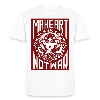 Make Art Not War - Men's Premium Organic T-Shirt - white - Front - Nico (187cm)