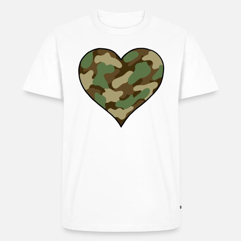 Getarntes Herz - Männer Premium Bio T-Shirt - Weiß