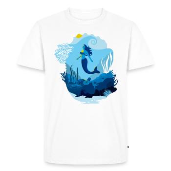 Mermaid seascape illuminated by turtle sun - Men's Premium Organic T-Shirt - white - Front - Nico (187cm)