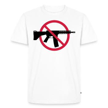 Gun Ban Ban Shield (No Weapons Peace) 2C - Men's Premium Organic T-Shirt - white - Front - Nico (187cm)