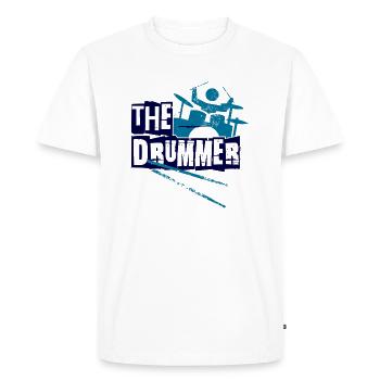 Drummer " The Drummer " logo - Men's Premium Organic T-Shirt - white - Front - Nico (187cm)