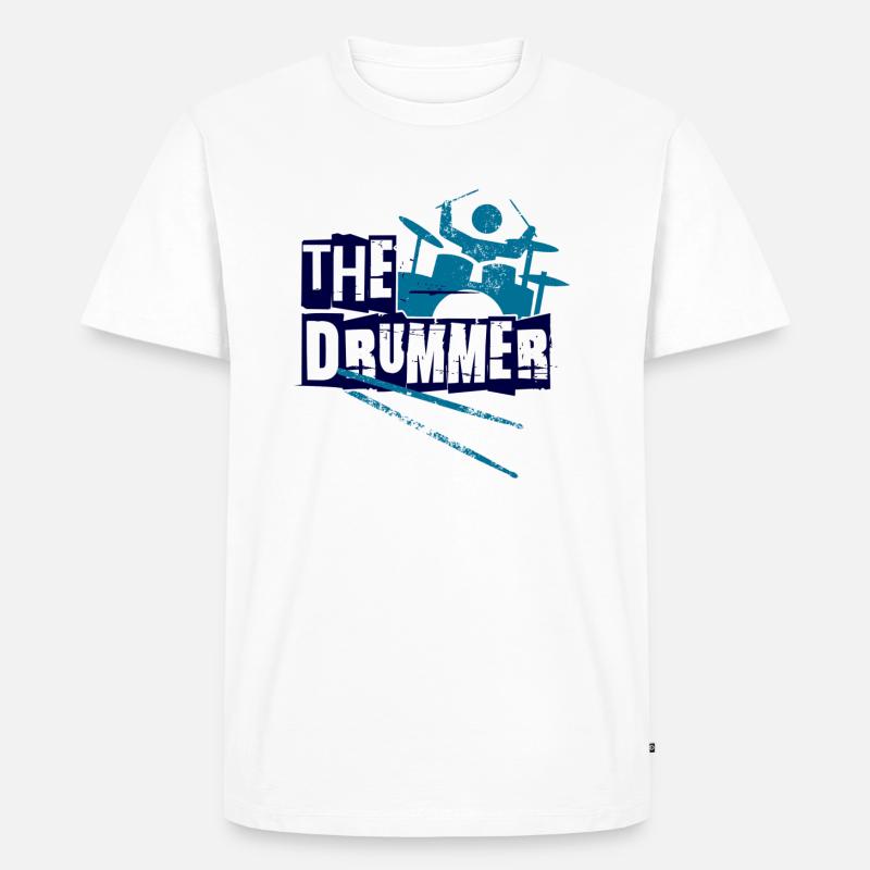 Drummer " The Drummer " Logo - Männer Premium Bio T-Shirt - Weiß