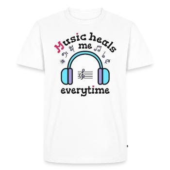 La musique me guérit à chaque fois - T-shirt Premium bio Homme - blanc - Devant - Nico (187cm)
