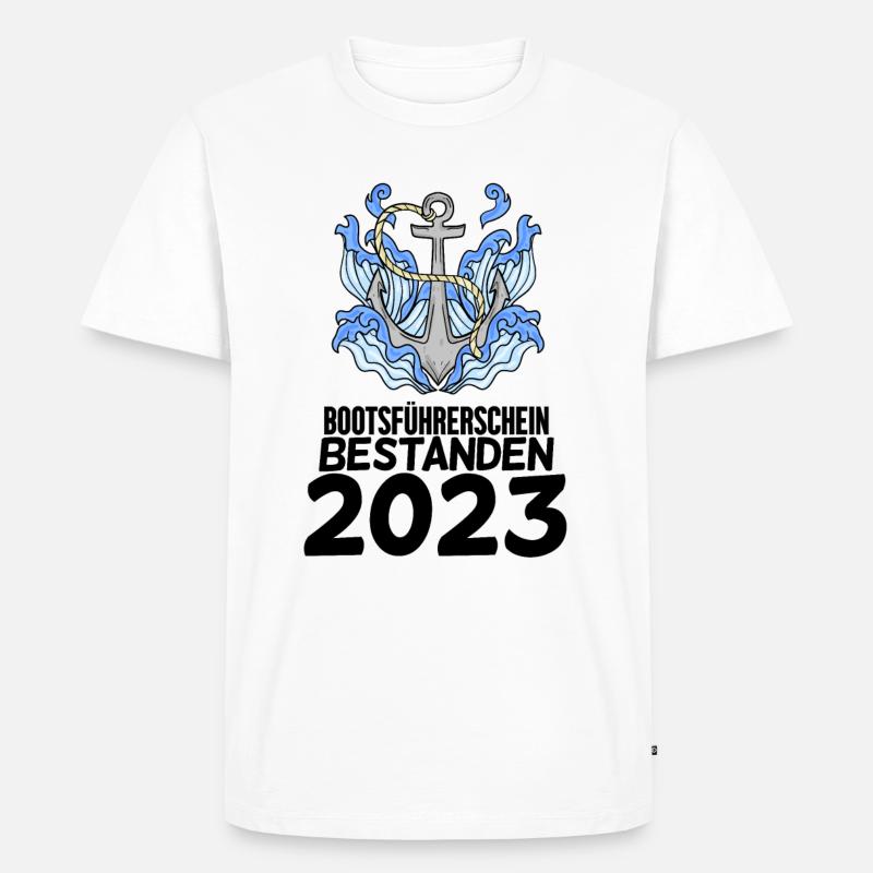 Bootsführerschein 2023 - Männer Premium Bio T-Shirt - Weiß