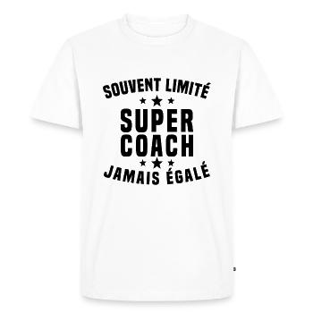Super coach imité humour cadeau entraîneur drôle - T-shirt Premium bio Homme - blanc - Devant - Nico (187cm)
