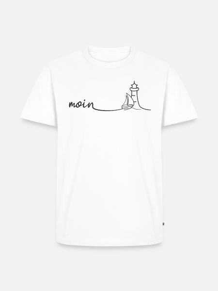 Moin Segelboot Leuchtturm - Männer Premium Bio T-Shirt - Weiß