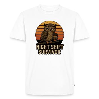 Overnighted Owl - Night Shift Survivor - Men's Premium Organic T-Shirt - white - Front - Nico (187cm)