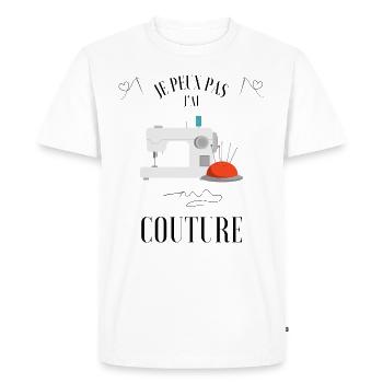 Je peux pas j'ai couture - T-shirt Premium bio Homme - blanc - Devant - Nico (187cm)