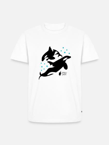 Orques dans la mer - T-shirt Premium bio Homme - blanc