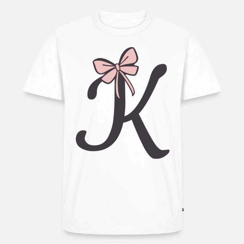 Anfangsbuchstabe K Schleifchen - Männer Premium Bio T-Shirt - Weiß