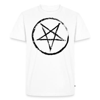 Pentagramme usé - T-shirt Premium bio Homme - blanc - Devant - Nico (187cm)
