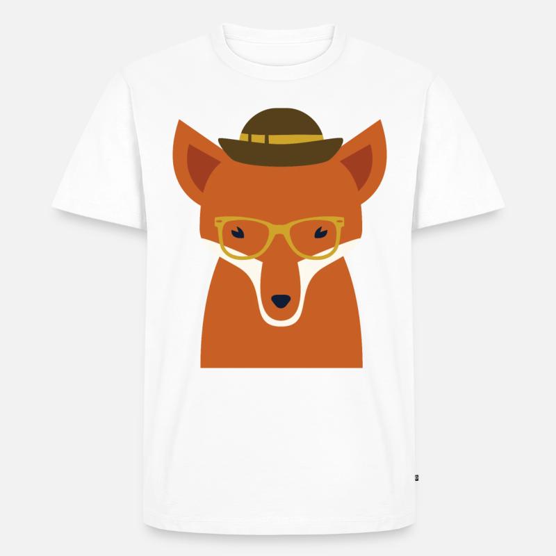 hipster fox - Männer Premium Bio T-Shirt - Weiß