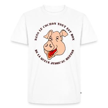 COCHON - T-shirt Premium bio Homme - blanc - Devant - Nico (187cm)