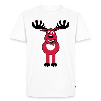 Cerf Rudolph caractère et neige de bande dessinée - T-shirt Premium bio Homme - blanc - Devant - Nico (187cm)