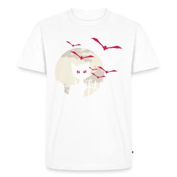 Chauves-souris de pleine lune Halloween Kitty - T-shirt Premium bio Homme - blanc - Devant - Nico (187cm)