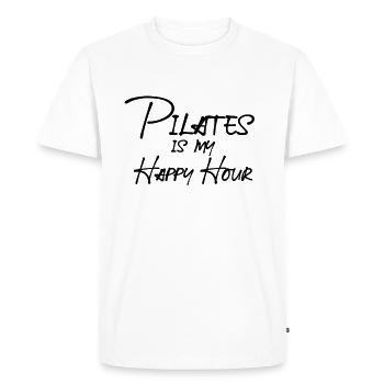Pilates est mes happy hours - T-shirt Premium bio Homme - blanc - Devant - Nico (187cm)