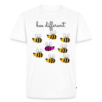 abeille différente - être différent - être soi-même - abeille - T-shirt Premium bio Homme - blanc - Devant - Nico (187cm)