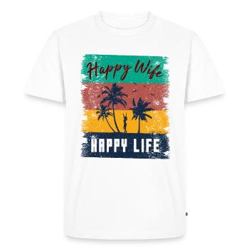 Femme heureuse, vie heureuse - T-shirt Premium bio Homme - blanc - Devant - Nico (187cm)