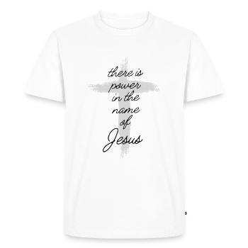 Jesus Christ Cross Faith Proverb Gift - Men's Premium Organic T-Shirt - white - Front - Nico (187cm)