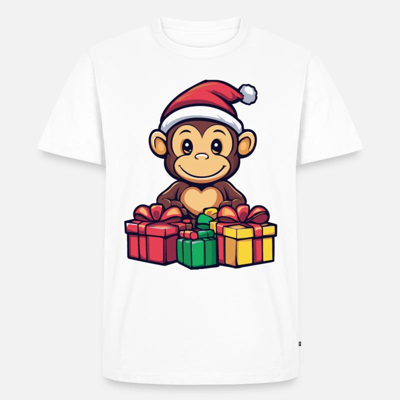 Affe Weihnachten Geschenke - Männer Premium Bio T-Shirt - Weiß