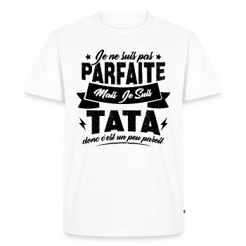 Pas parfaite mais je suis tata - T-shirt Premium bio Homme - blanc - Devant - Nico (187cm)