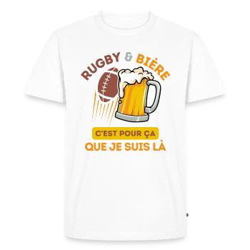 bugby et bière match de rugby - T-shirt Premium bio Homme - blanc - Devant - Nico (187cm)