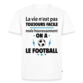 La vie n'est pas toujours facile, football - T-shirt Premium bio Homme - blanc - Devant - Nico (187cm)