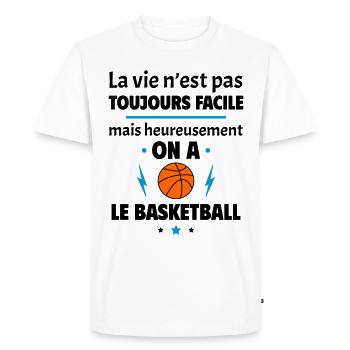 La vie n'est pas toujours facile, basketball - T-shirt Premium bio Homme - blanc - Devant - Nico (187cm)