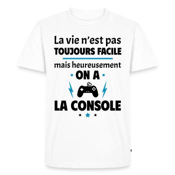 La vie n'est pas toujours facile, console - T-shirt Premium bio Homme - blanc - Devant - Nico (187cm)