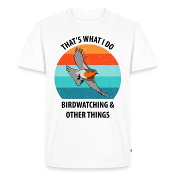 Observation des oiseaux Observation des oiseaux Observation des oiseaux - T-shirt Premium bio Homme - blanc - Devant - Nico (187cm)