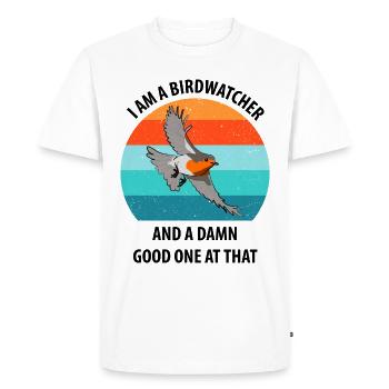 Observation des oiseaux Observation des oiseaux Observation des oiseaux - T-shirt Premium bio Homme - blanc - Devant - Nico (187cm)
