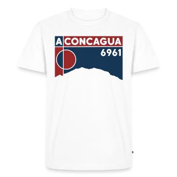 Souvenir de l’ascension du Cerro Aconcagua Andes - T-shirt Premium bio Homme - blanc - Devant - Nico (187cm)
