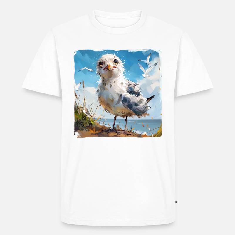 Möwe #lovely toons - Männer Premium Bio T-Shirt - Weiß