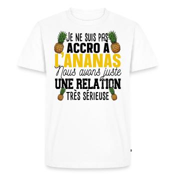 Ananas Fruit Relation Cadeau Humour Jaune Exotique - T-shirt Premium bio Homme - blanc - Devant - Nico (187cm)