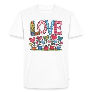 LOVE - Fleurs de coeur - T-shirt Premium bio Homme - blanc - Devant - Nico (187cm)