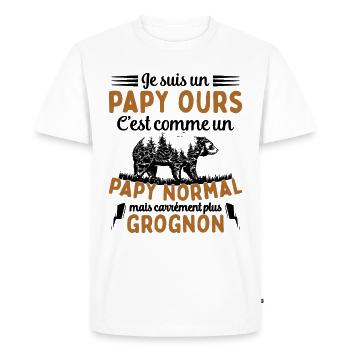 Je suis un papy ours grognon, cadeau humour papy - T-shirt Premium bio Homme - blanc - Devant - Nico (187cm)