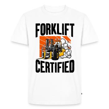 Forklift certified - Men's Premium Organic T-Shirt - white - Front - Nico (187cm)