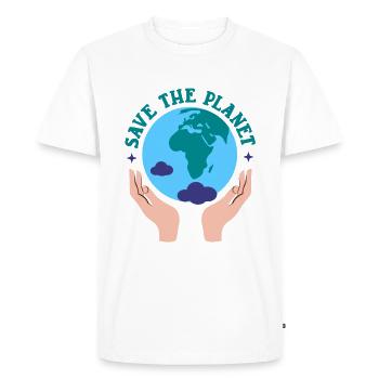 Le changement climatique sauve la planète - T-shirt Premium bio Homme - blanc - Devant - Nico (187cm)