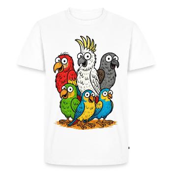 Lively Parrot Gang Illustration - Men's Premium Organic T-Shirt - white - Front - Nico (187cm)